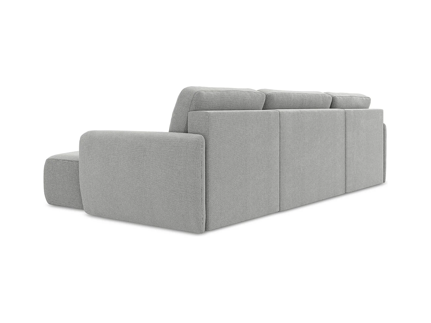 Canapé panoramique 4 places convertible en tissu texturé - gris clair - LILO