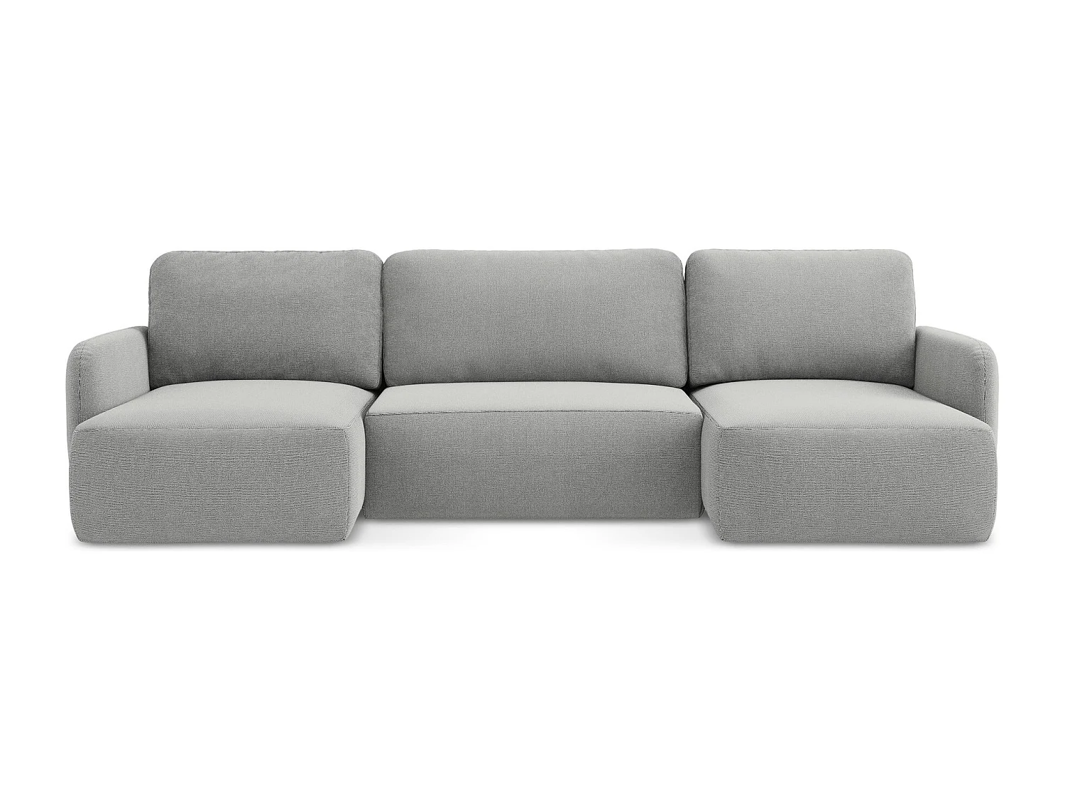 Canapé panoramique 4 places convertible en tissu texturé - gris clair - LILO