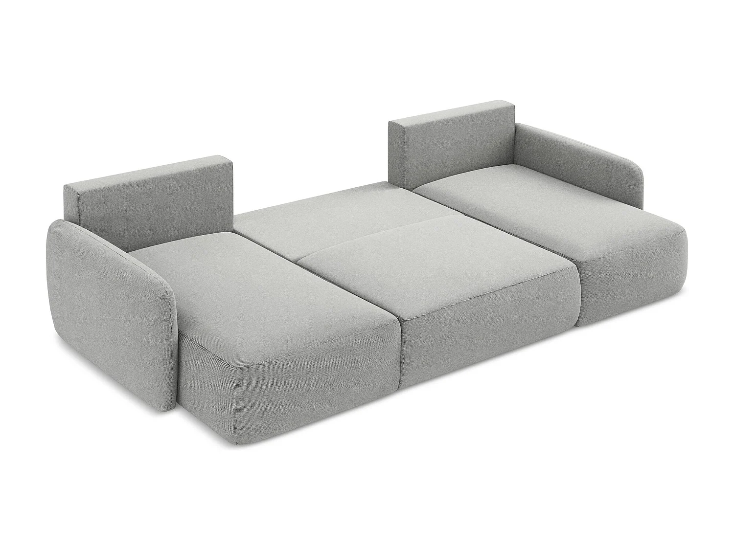 Canapé panoramique 4 places convertible en tissu texturé - gris clair - LILO