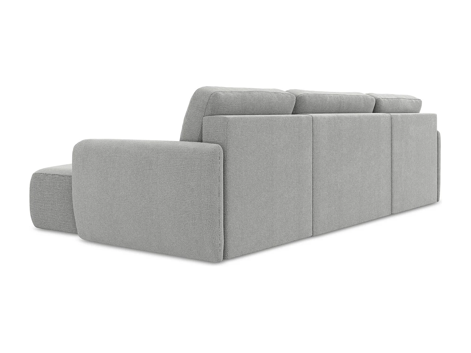 Canapé panoramique 4 places convertible en tissu texturé - gris clair - LILO