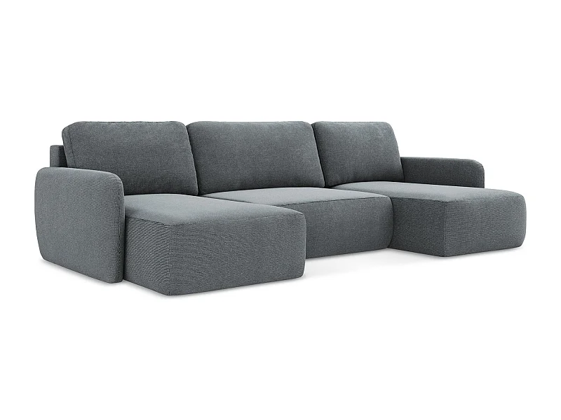 Sofa panoramiczna z funkcją spania - z tkaniny strukturalnej - jeans - LILO