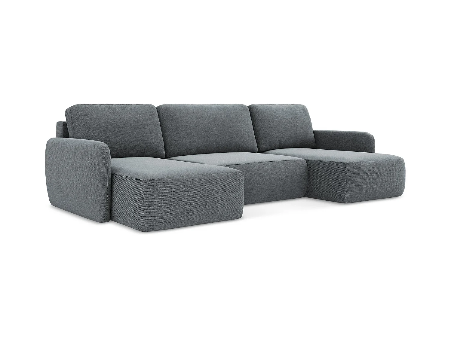 Canapé panoramique 4 places convertible en tissu texturé - jeans - LILO