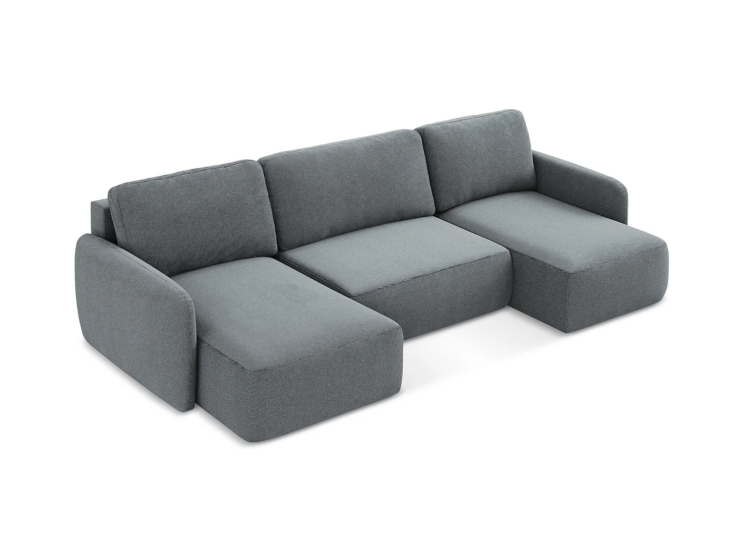 Canapé panoramique 4 places convertible en tissu texturé - jeans - LILO