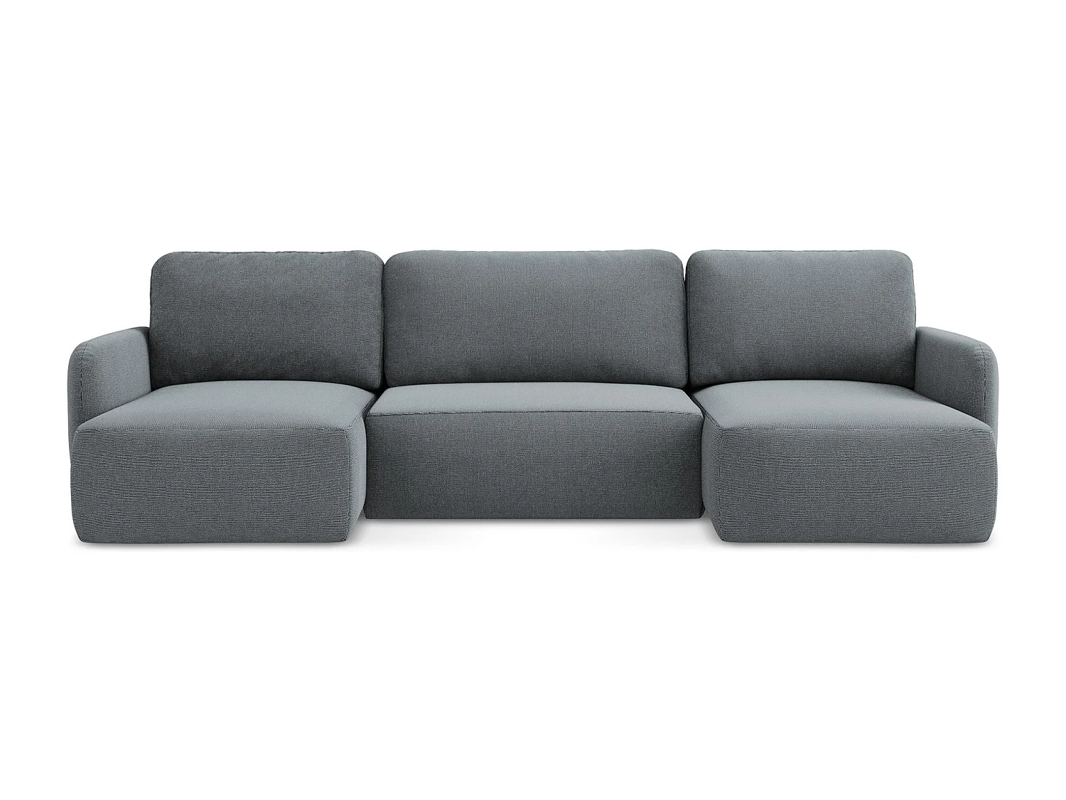 Canapé panoramique 4 places convertible en tissu texturé - jeans - LILO