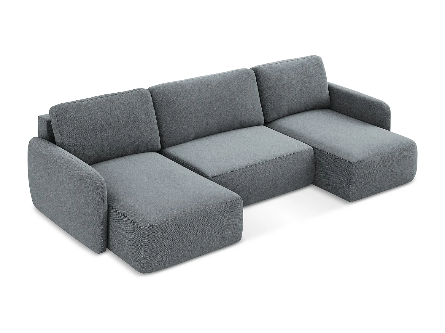 Canapé panoramique 4 places convertible en tissu texturé - jeans - LILO