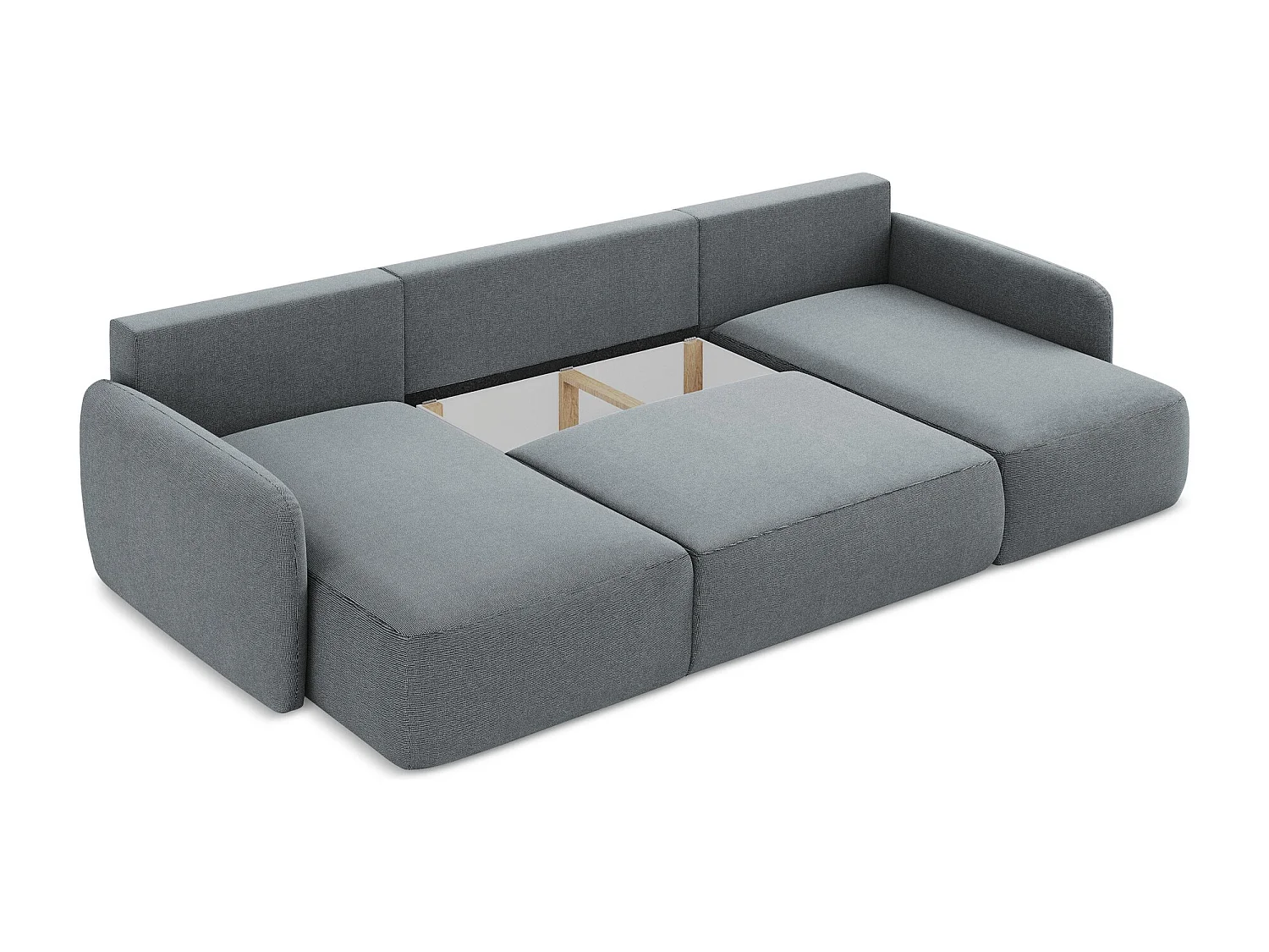 Canapé panoramique 4 places convertible en tissu texturé - jeans - LILO