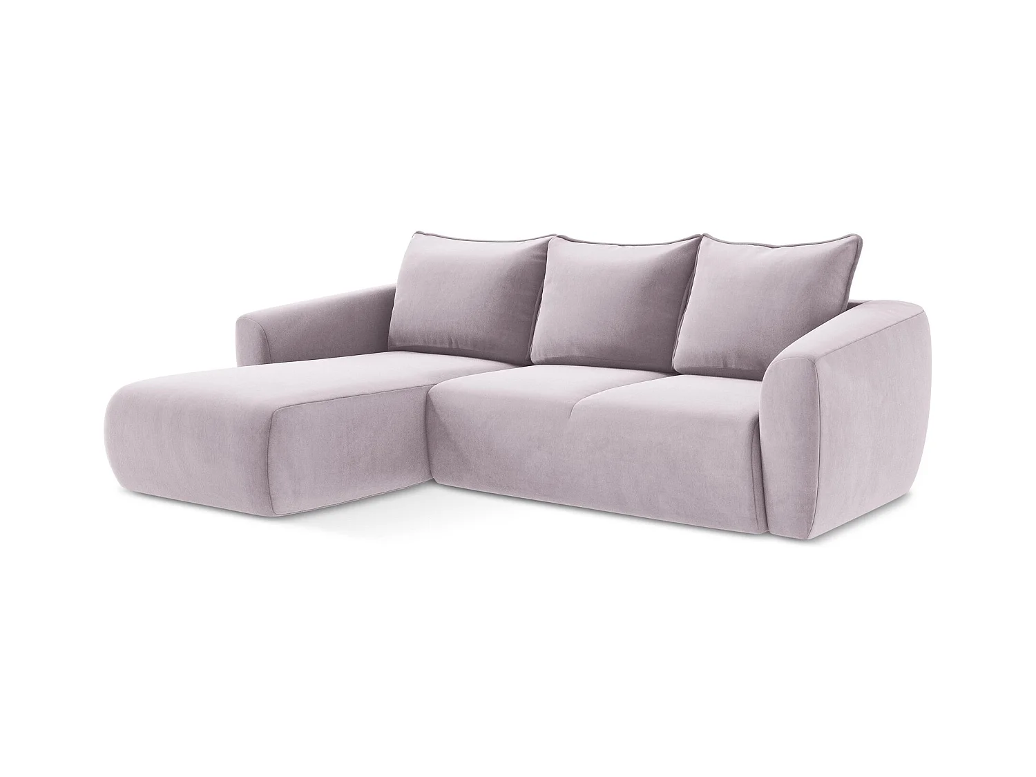 Canapé d’angle 3 places gauche convertible en velours - lavande - GUAVA