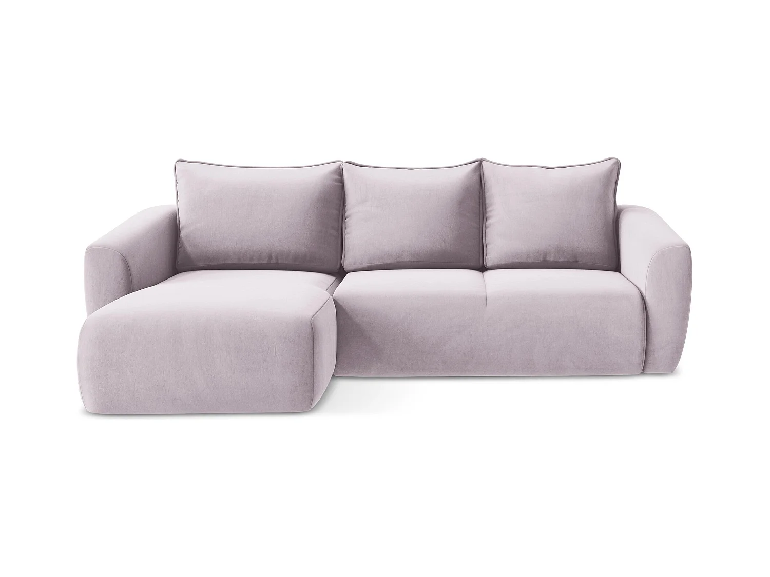 Canapé d’angle 3 places gauche convertible en velours - lavande - GUAVA