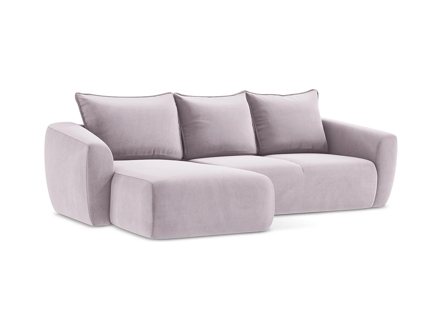 Canapé d’angle 3 places gauche convertible en velours - lavande - GUAVA
