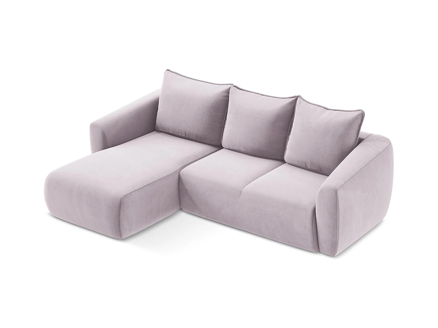 Canapé d’angle 3 places gauche convertible en velours - lavande - GUAVA