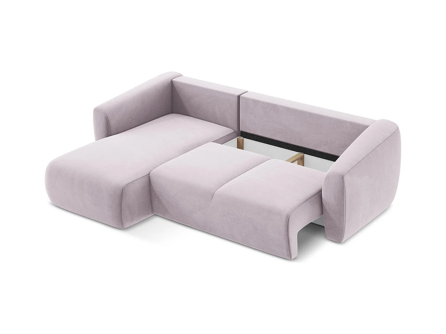 Canapé d’angle 3 places gauche convertible en velours - lavande - GUAVA