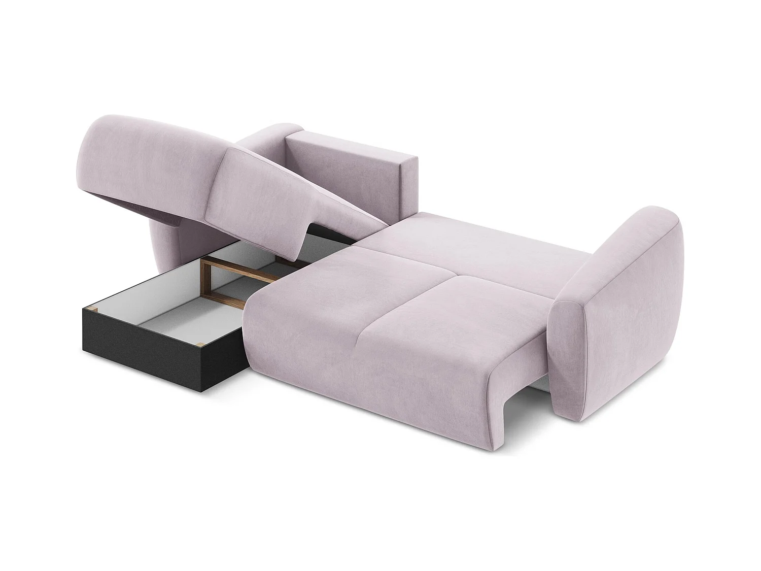 Canapé d’angle 3 places gauche convertible en velours - lavande - GUAVA