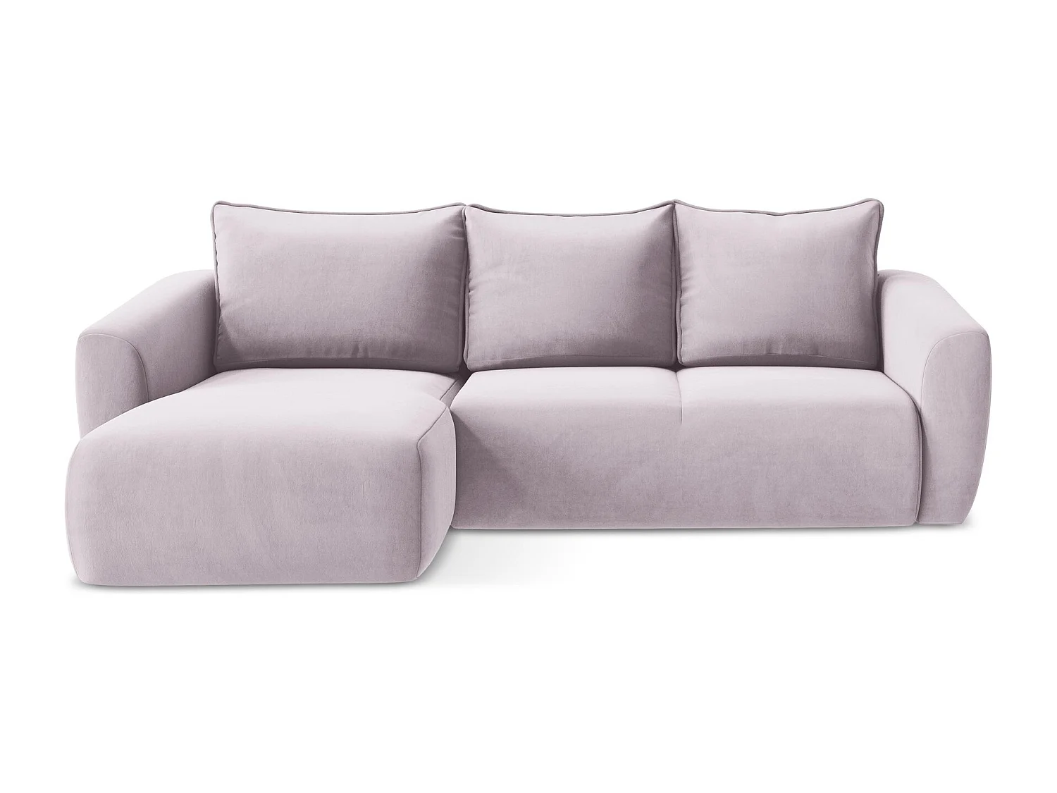 Canapé d’angle 3 places gauche convertible en velours - lavande - GUAVA
