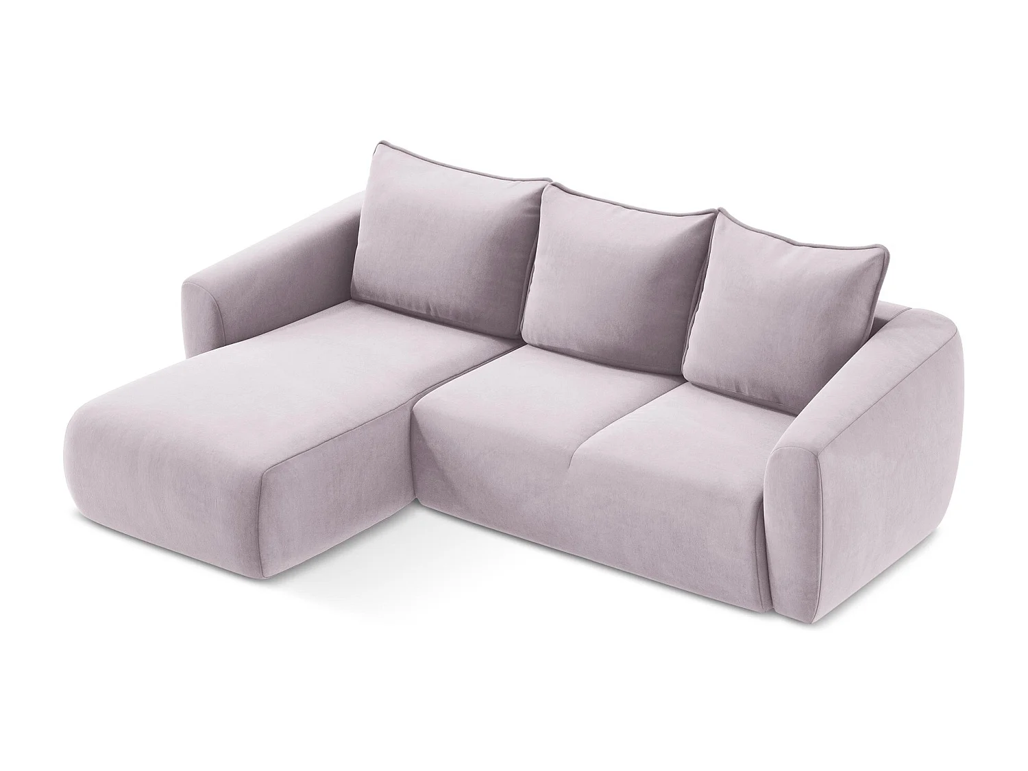 Canapé d’angle 3 places gauche convertible en velours - lavande - GUAVA