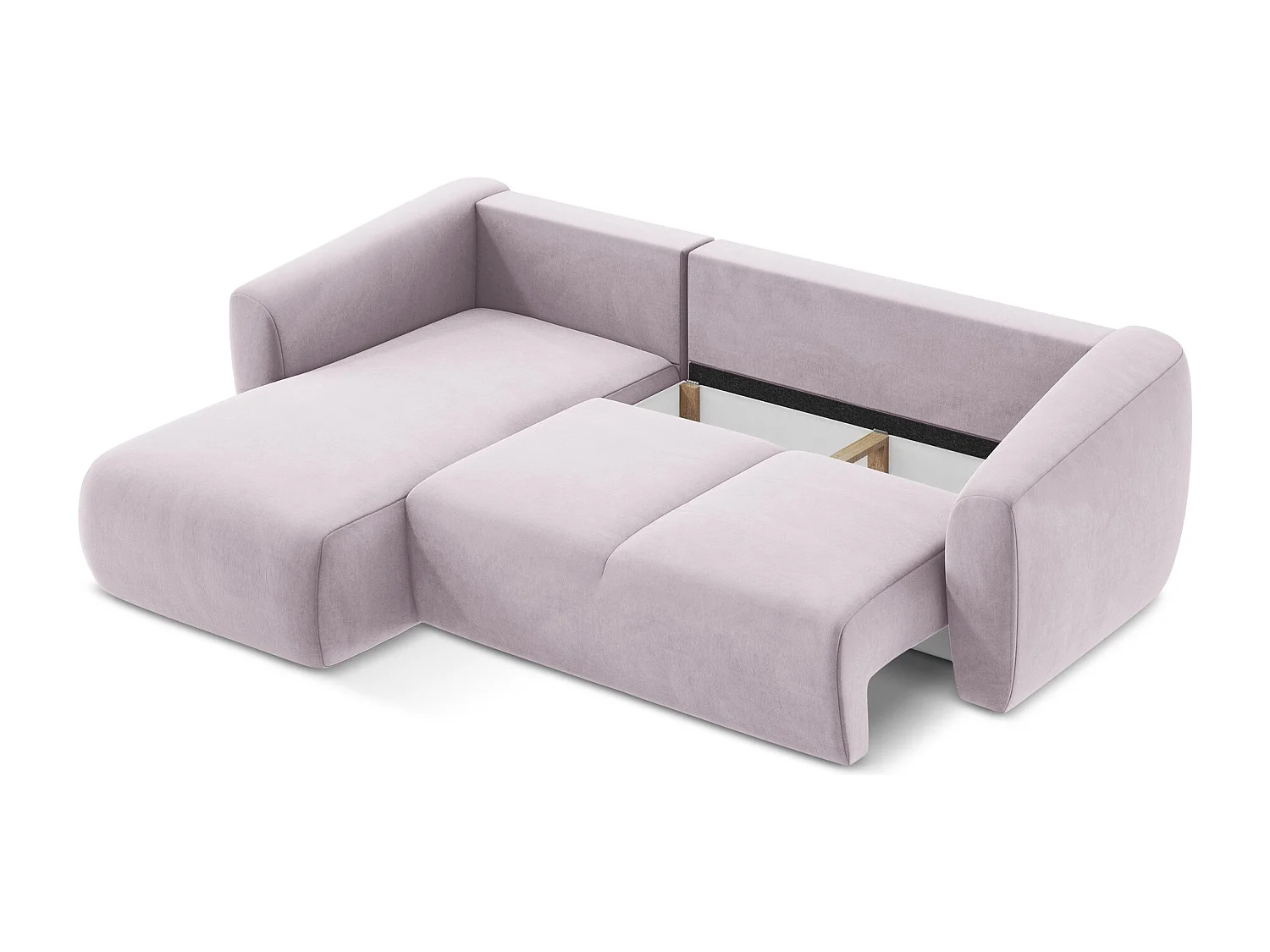 Canapé d’angle 3 places gauche convertible en velours - lavande - GUAVA