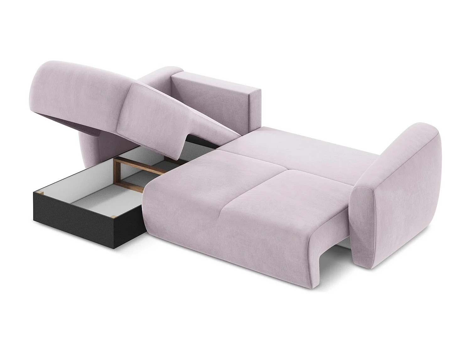 Canapé d’angle 3 places gauche convertible en velours - lavande - GUAVA