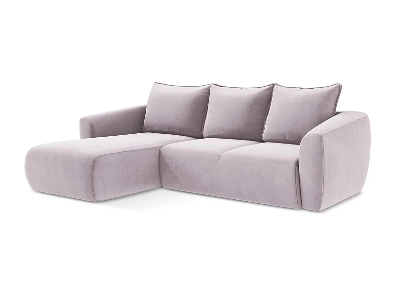 3-Sitzer Ecksofa mit Schlaffunktion - Ecke Links - Samt - Lavendel - GUAVA