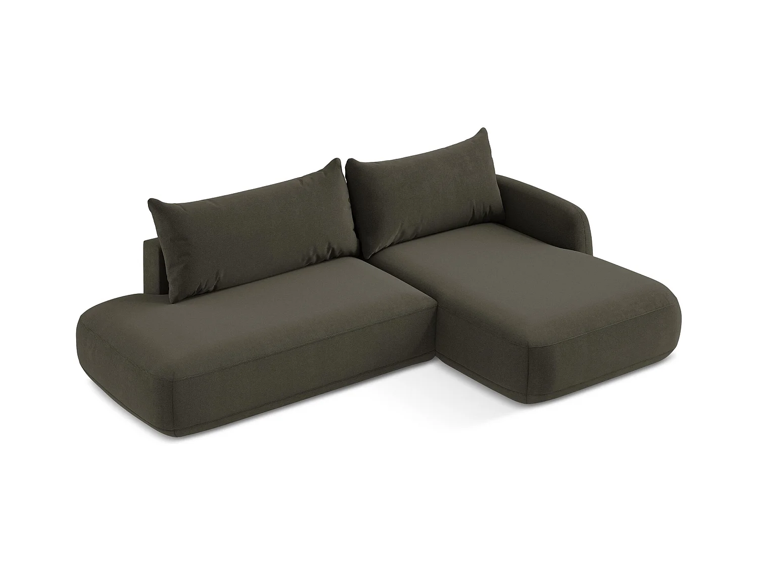 Canapé d'angle droit convertible en tissu texturé - taupe - HALE