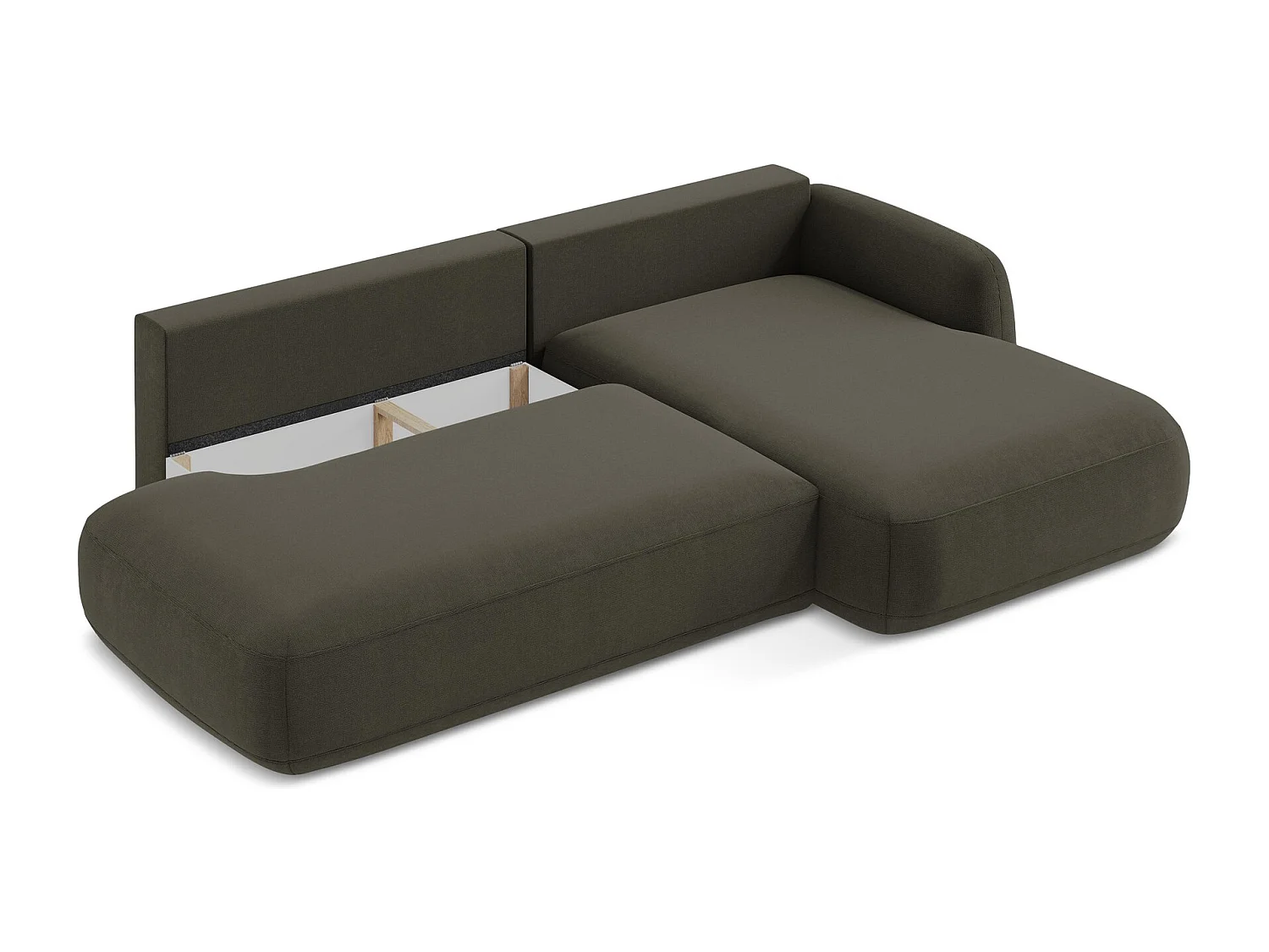 Canapé d'angle droit convertible en tissu texturé - taupe - HALE