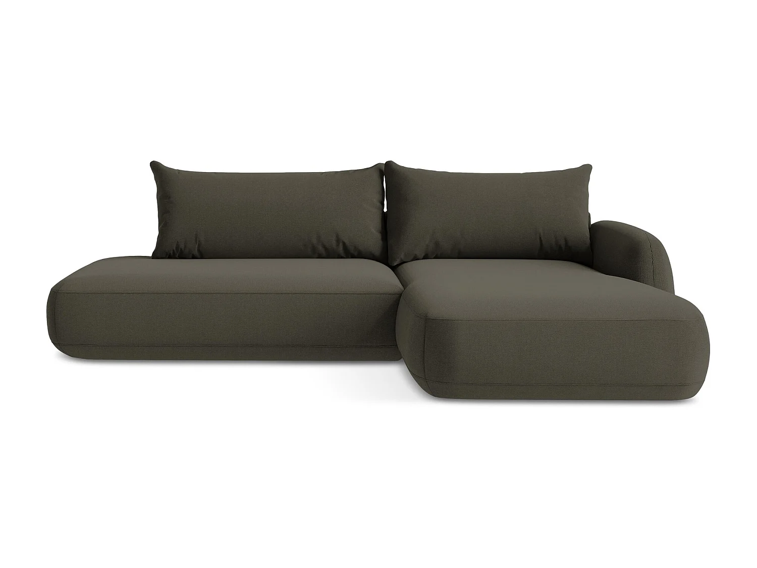 Canapé d'angle droit convertible en tissu texturé - taupe - HALE