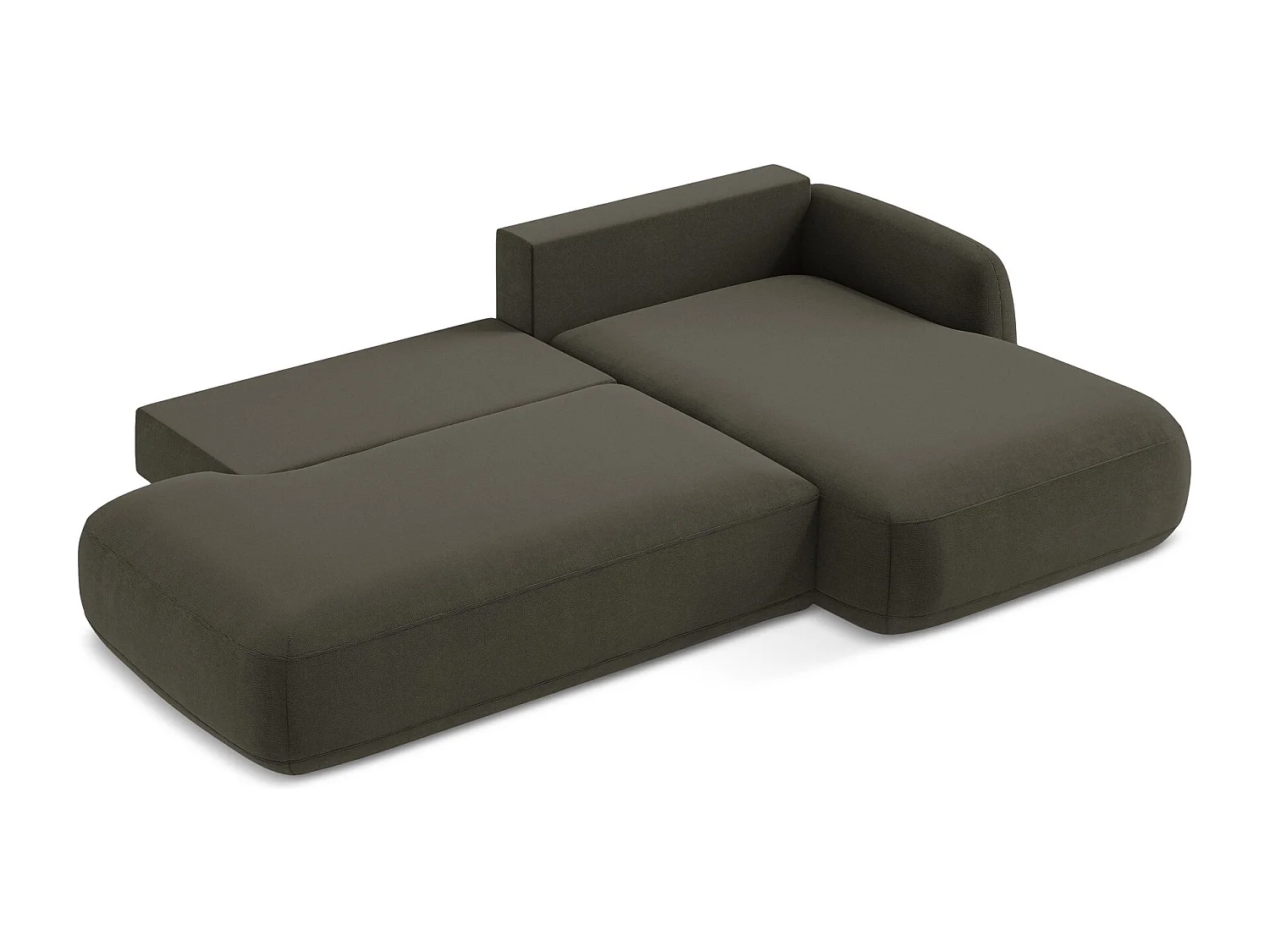 Canapé d'angle droit convertible en tissu texturé - taupe - HALE