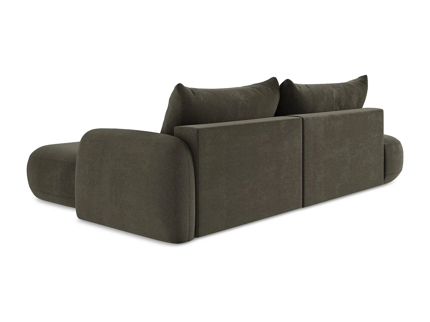 Canapé d'angle droit convertible en tissu texturé - taupe - HALE