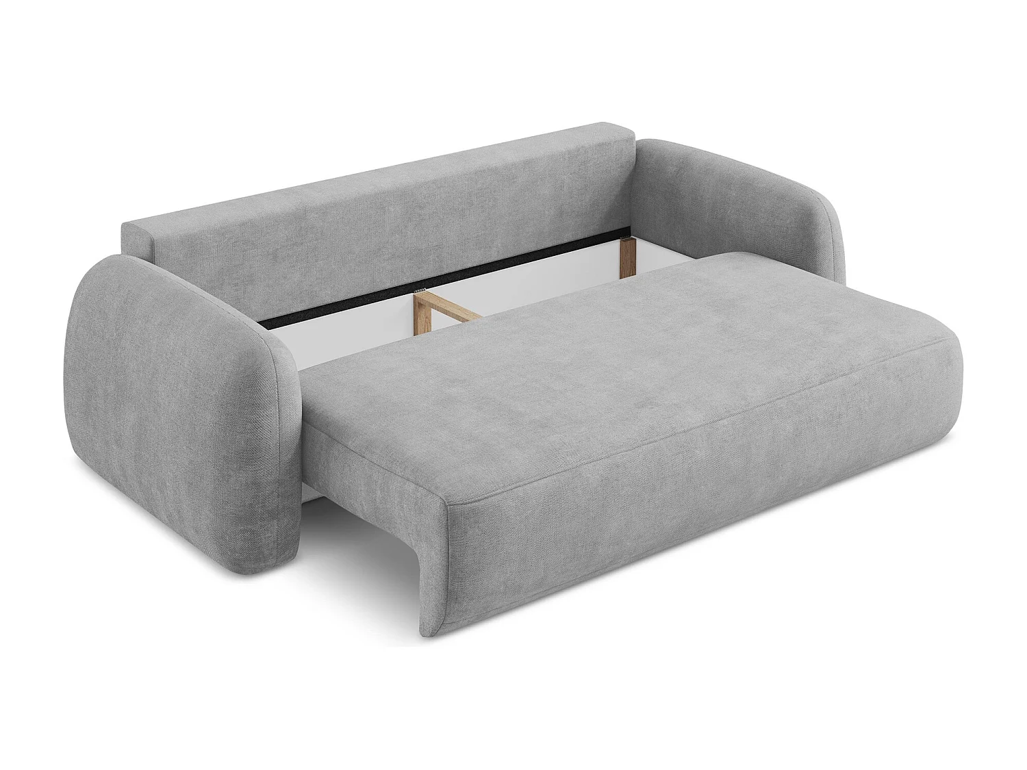 Canapé 3 places convertible en tissu chenille - gris clair - HALE