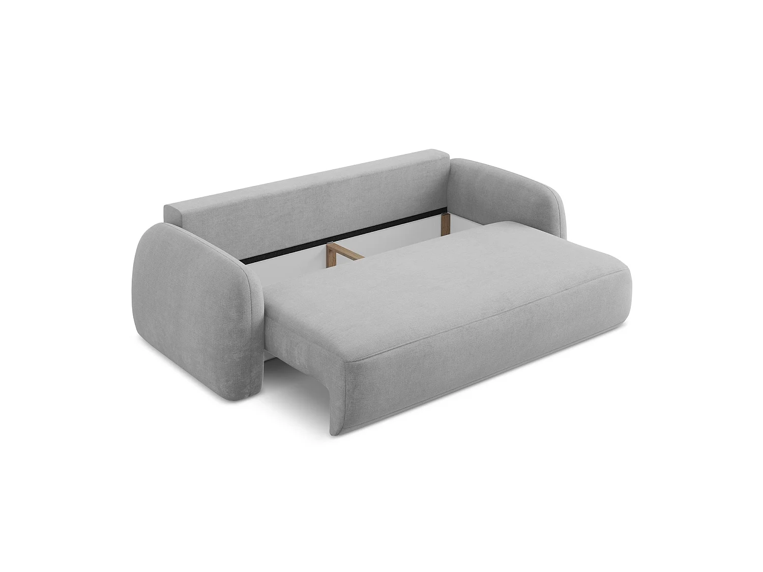 Canapé 3 places convertible en tissu chenille - gris clair - AMALFI