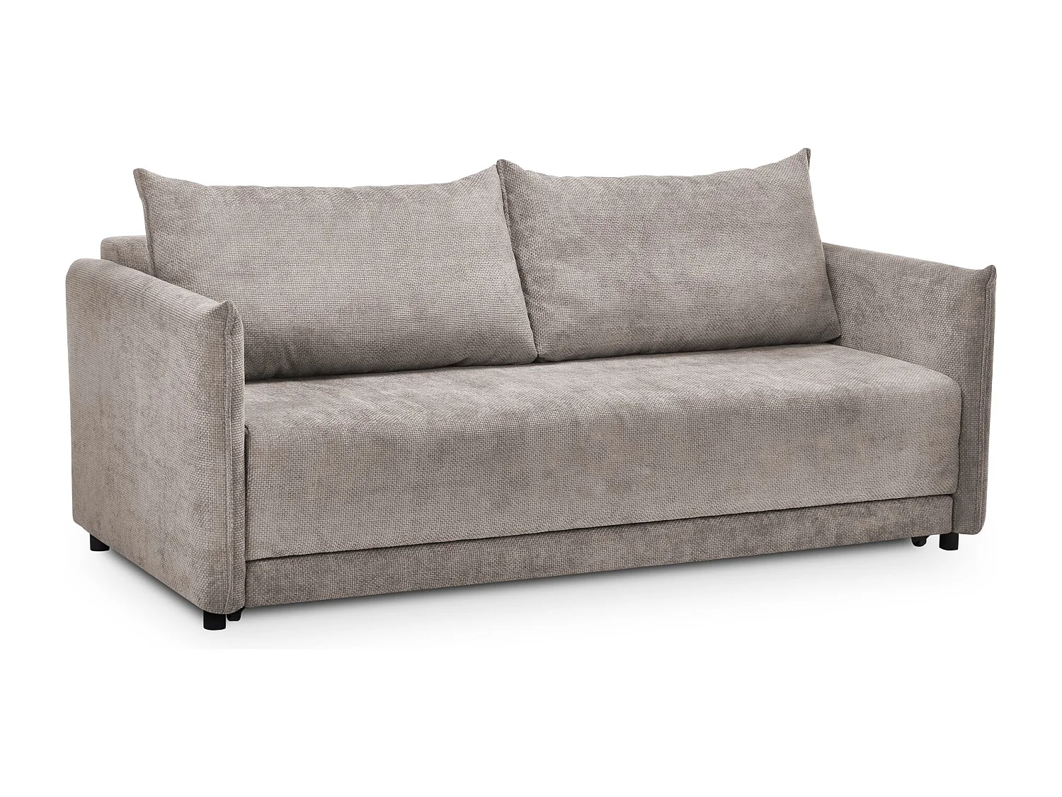 Canapé 3 places convertible en tissu chenille - beige foncé - PIKO