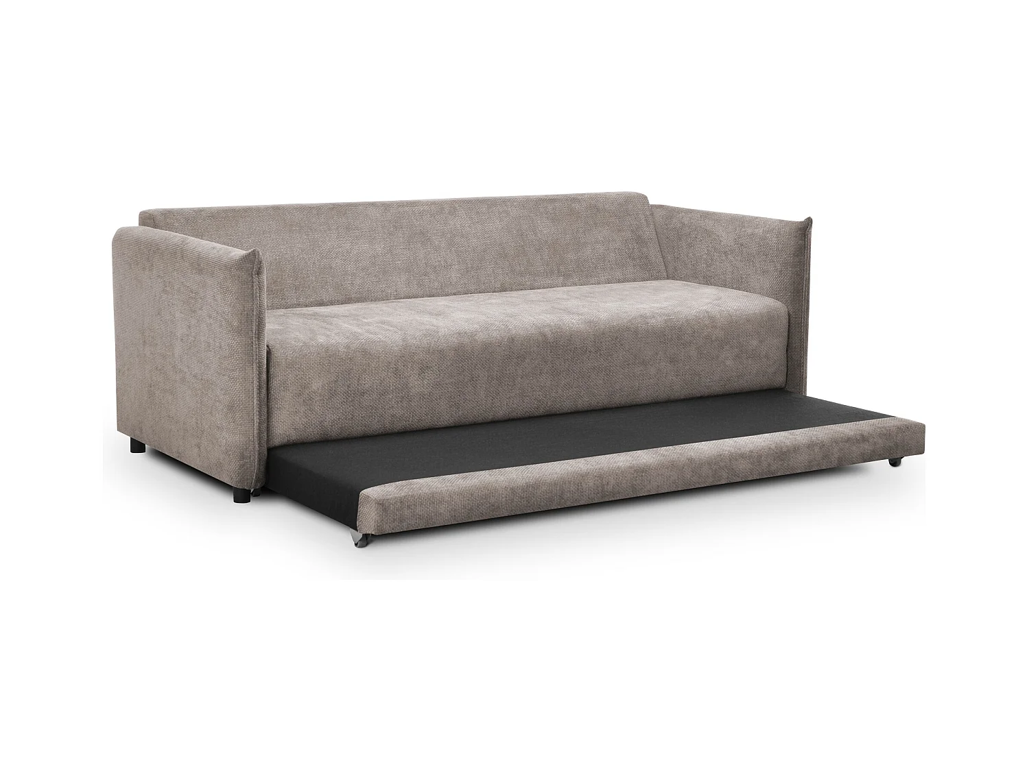 Canapé 3 places convertible en tissu chenille - beige foncé - PIKO