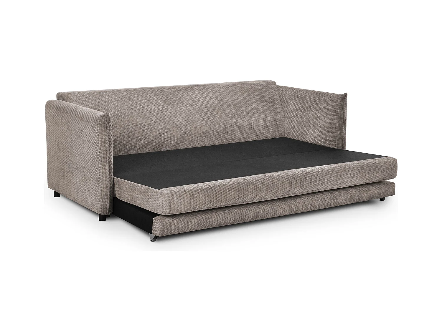 Canapé 3 places convertible en tissu chenille - beige foncé - PIKO