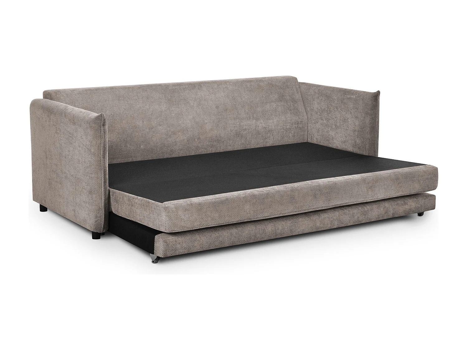 Canapé 3 places convertible en tissu chenille - beige foncé - PIKO