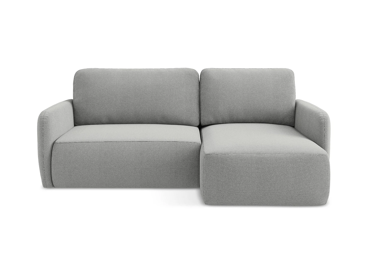 Canapé d'angle droit convertible en tissu texturé - gris clair - LILO