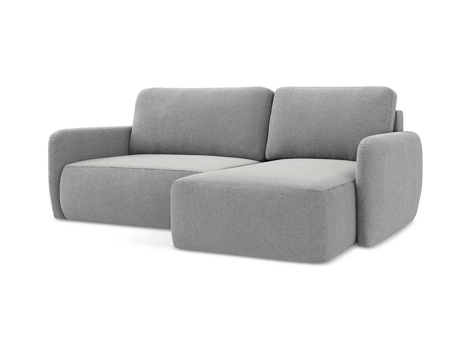 Canapé d'angle droit convertible en tissu texturé - gris clair - LILO