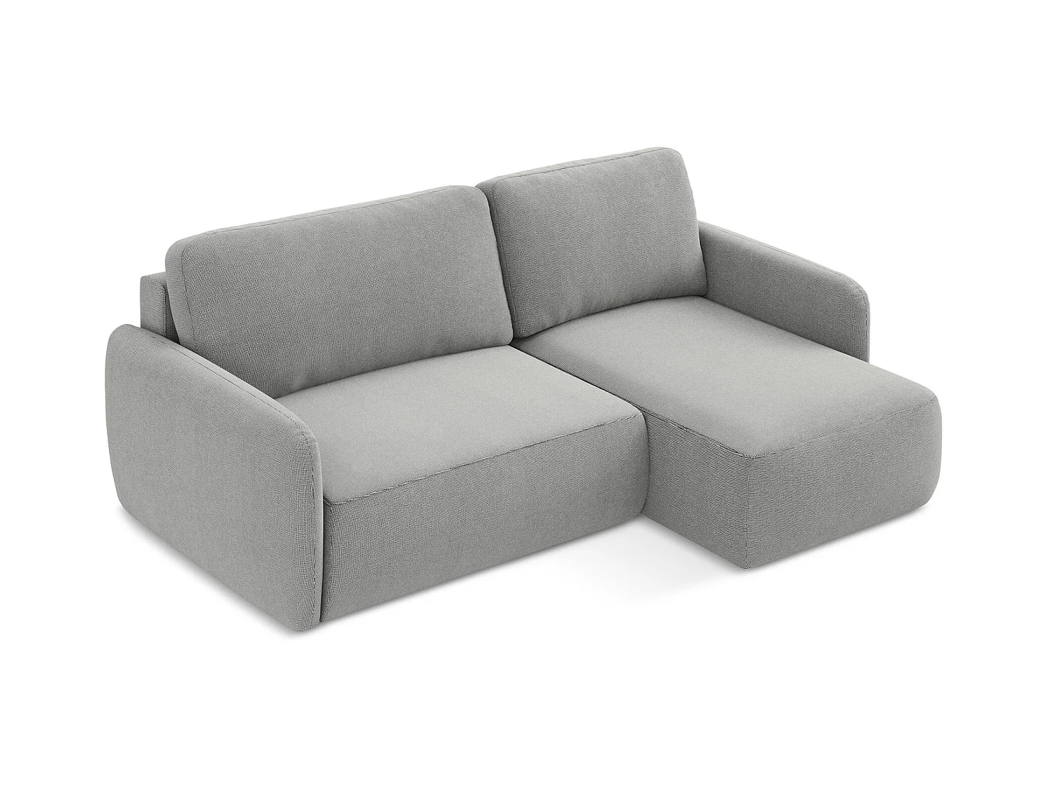 Canapé d'angle droit convertible en tissu texturé - gris clair - LILO