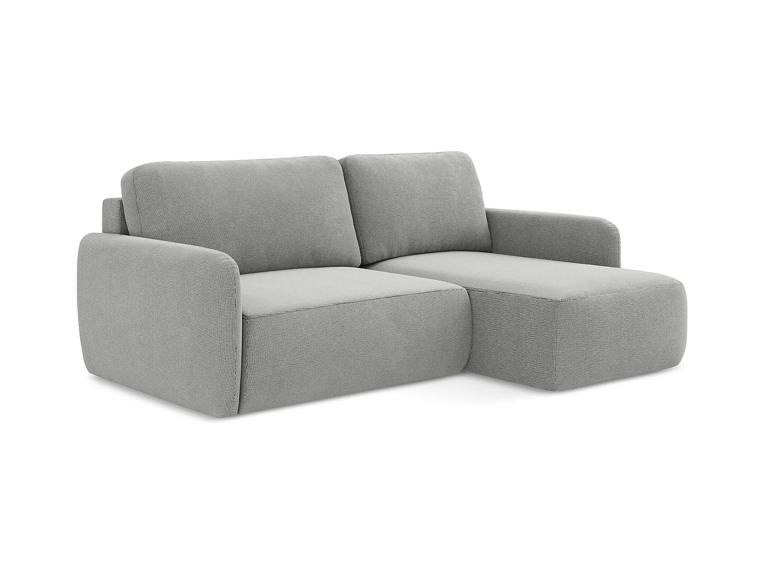 Ecksofa mit Schlaffunktion - Ecke Rechts - Strukturstoff - Hellgrau - LILO