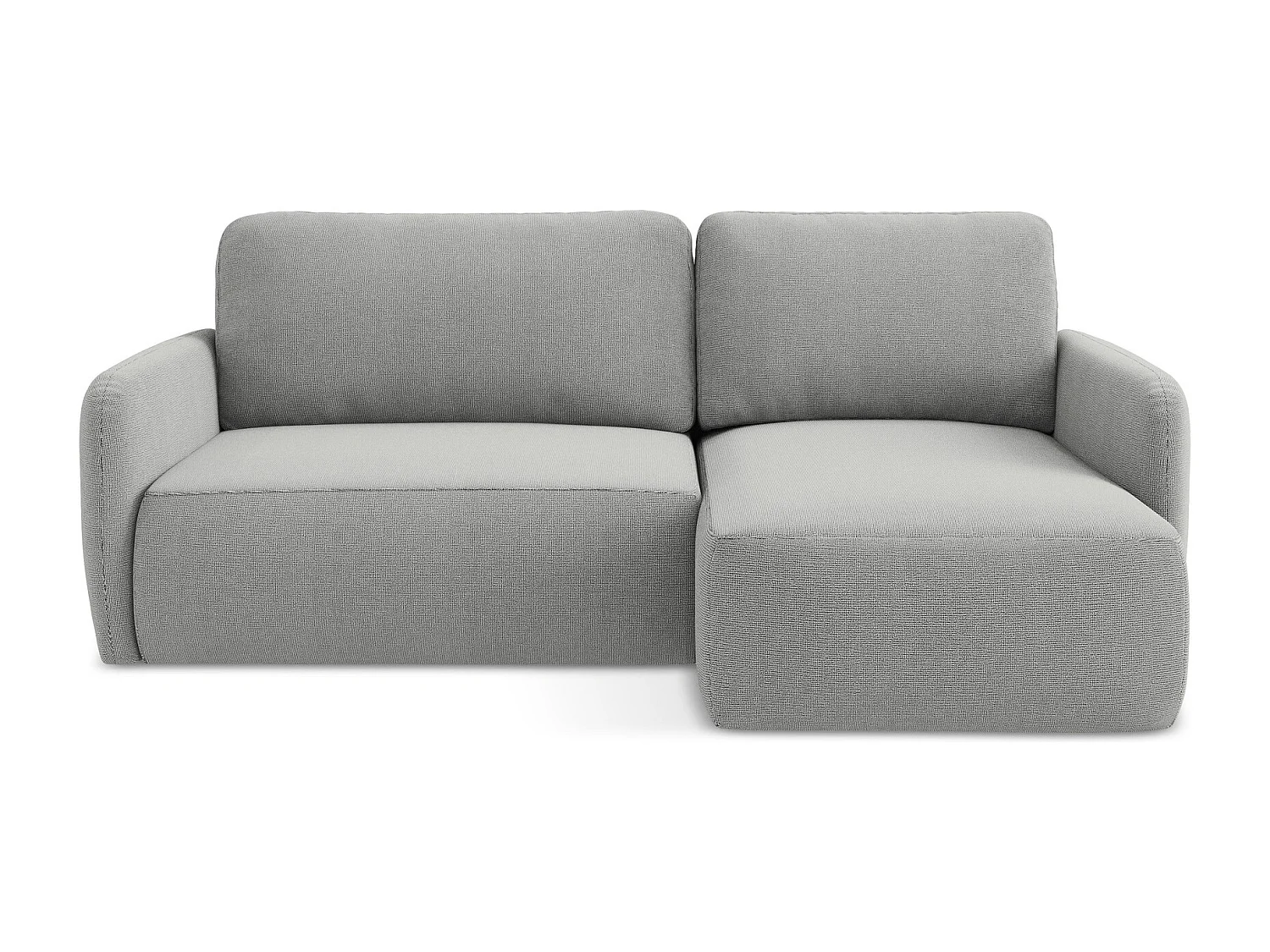 Canapé d'angle droit convertible en tissu texturé - gris clair - LILO