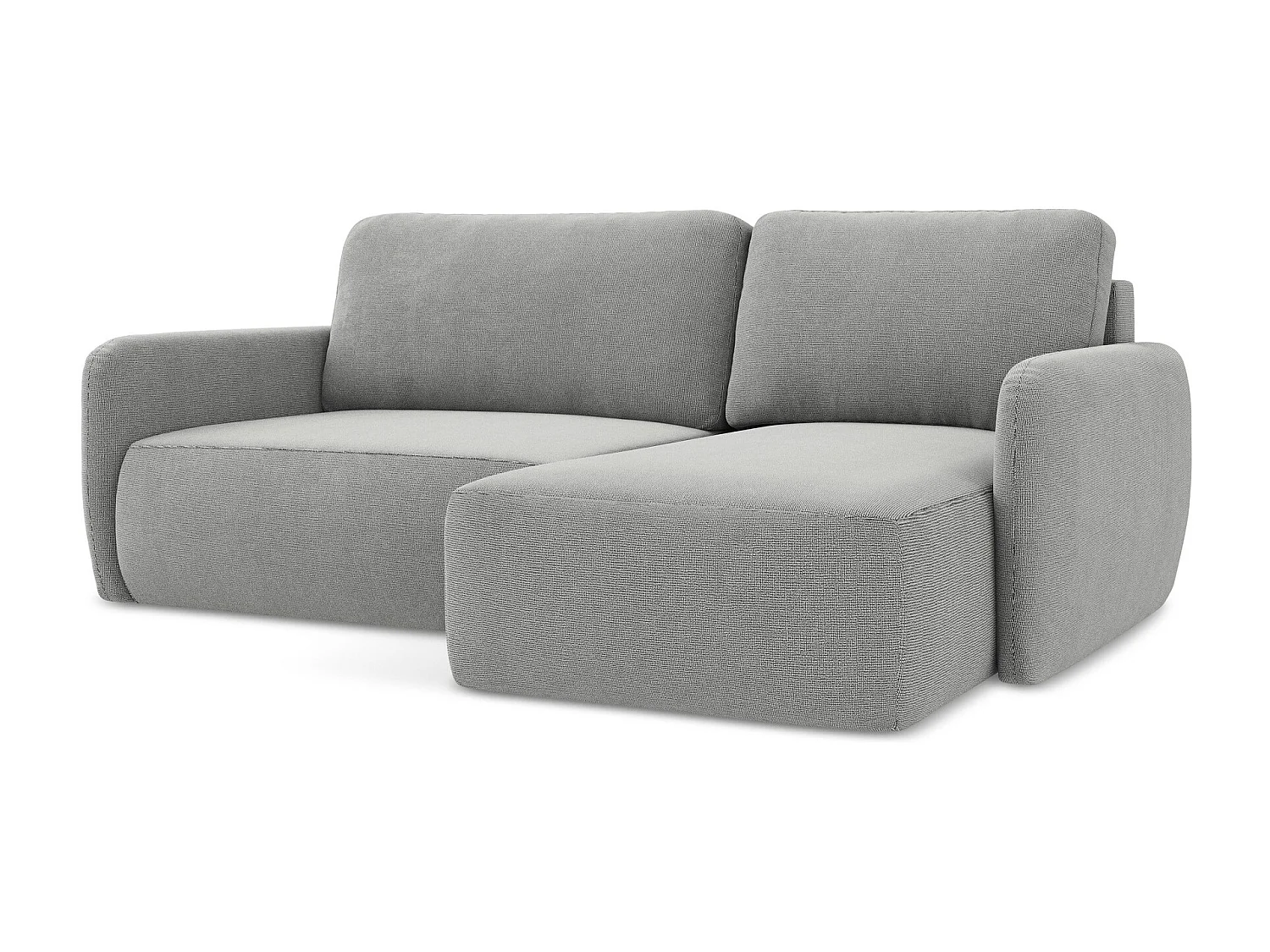 Canapé d'angle droit convertible en tissu texturé - gris clair - LILO