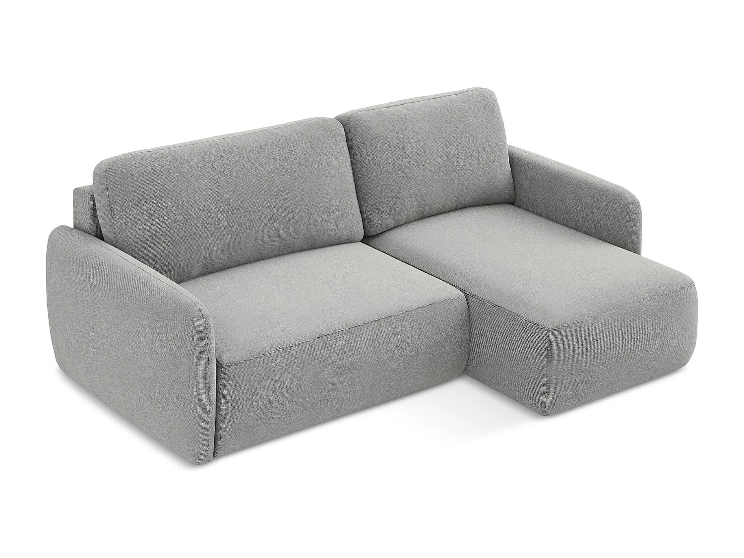 Canapé d'angle droit convertible en tissu texturé - gris clair - LILO