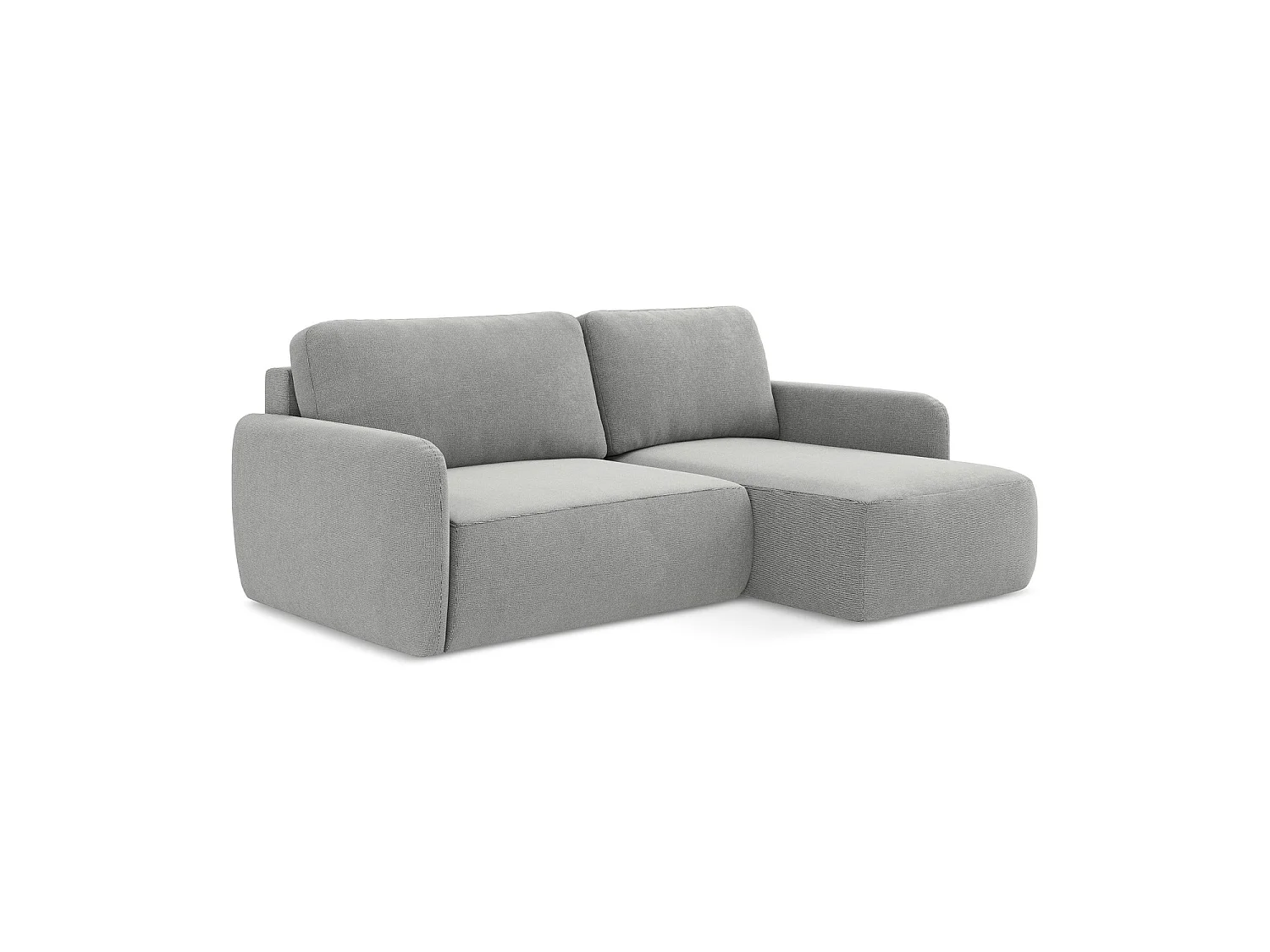Canapé d'angle droit convertible en tissu texturé - gris clair - CORLE
