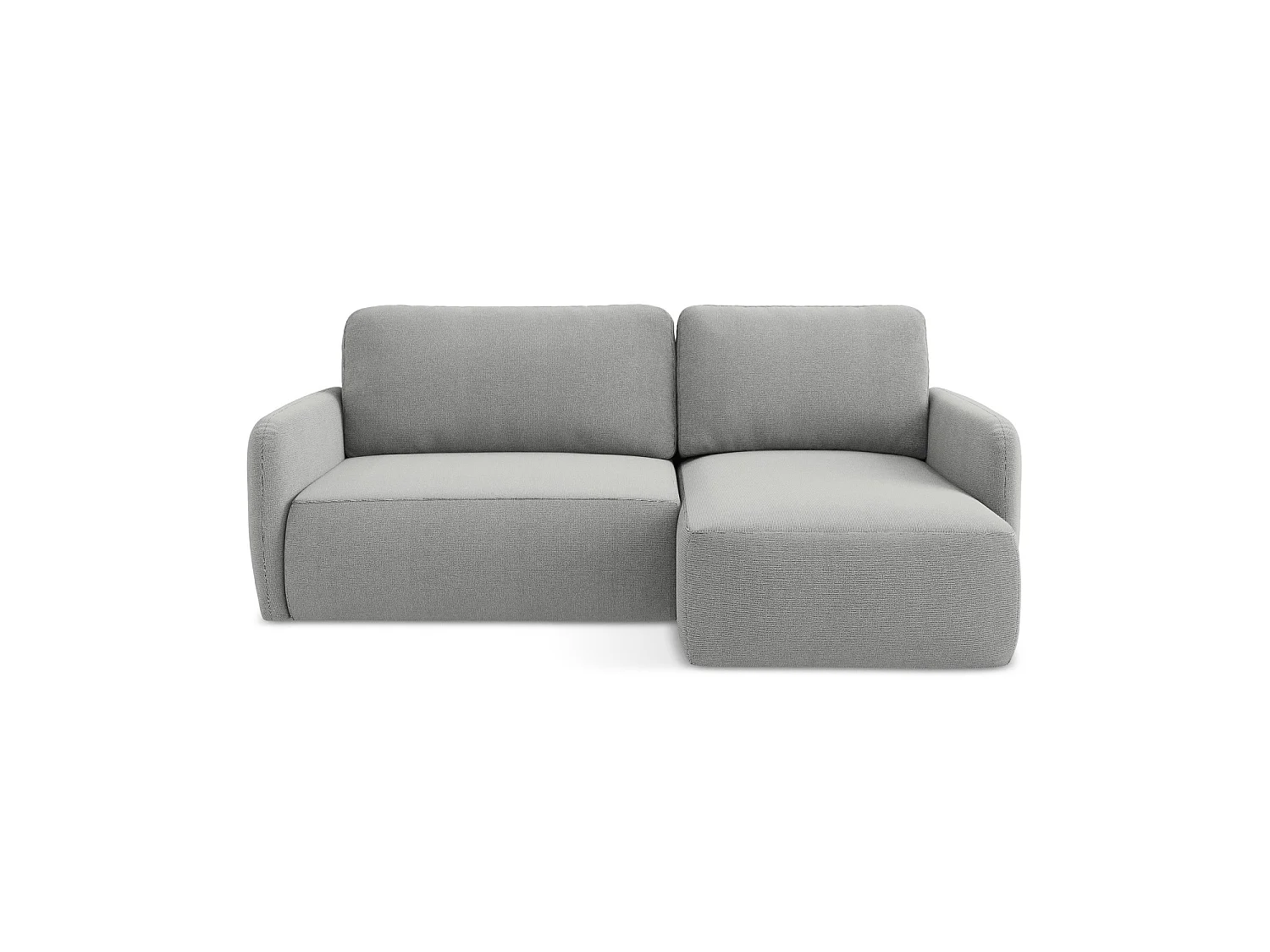 Canapé d'angle droit convertible en tissu texturé - gris clair - CORLE