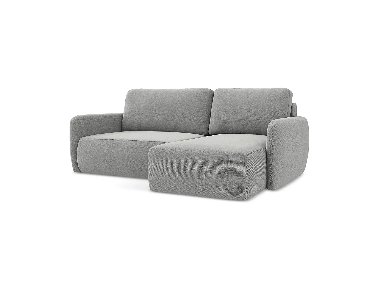 Canapé d'angle droit convertible en tissu texturé - gris clair - CORLE