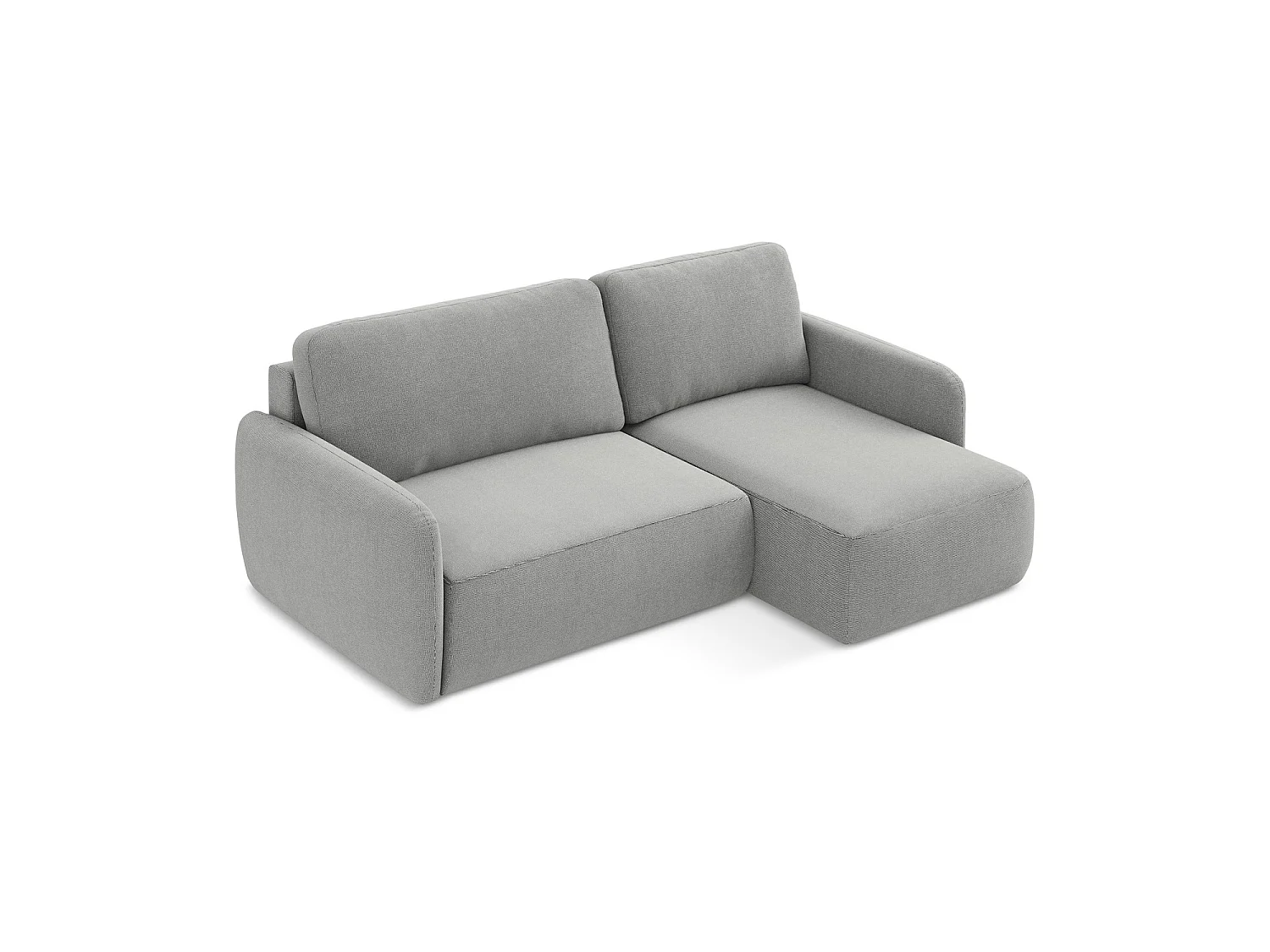Canapé d'angle droit convertible en tissu texturé - gris clair - CORLE