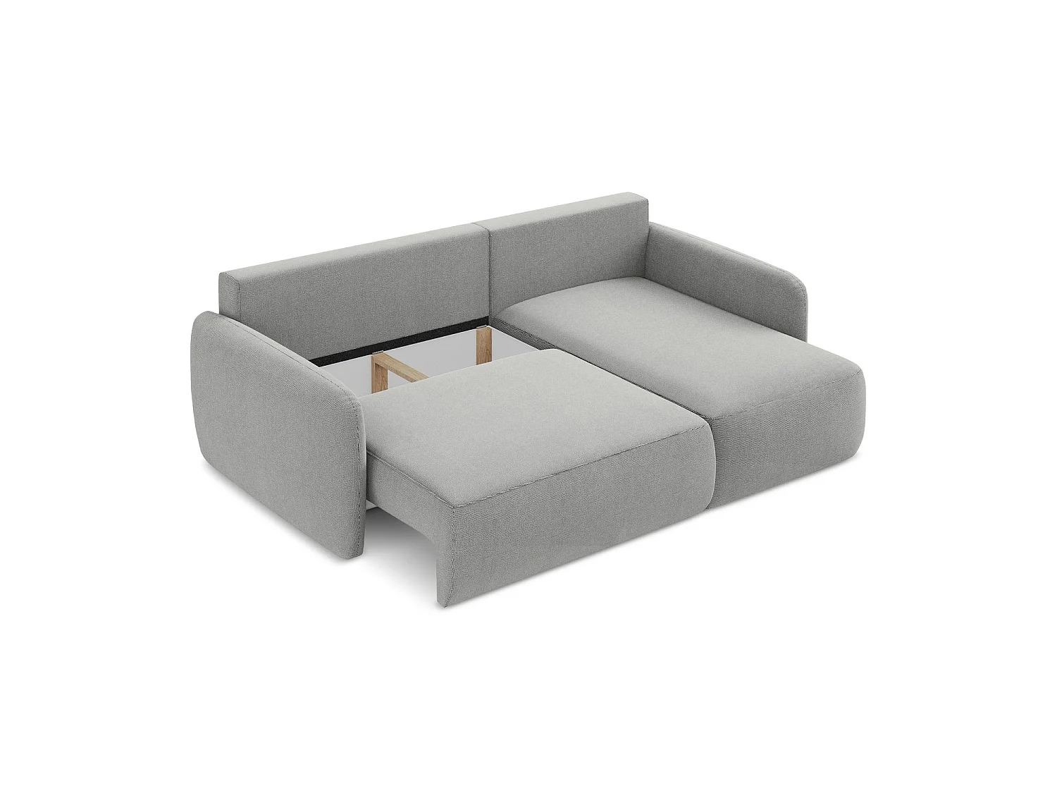 Canapé d'angle droit convertible en tissu texturé - gris clair - CORLE