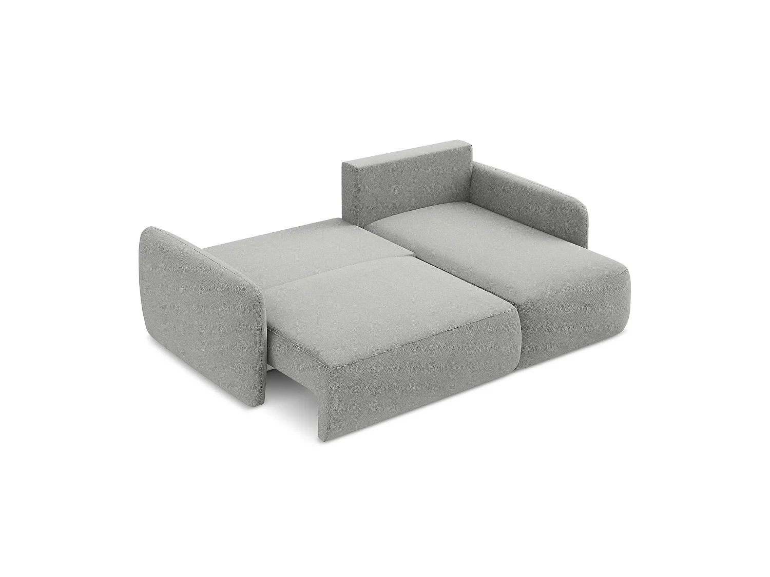 Canapé d'angle droit convertible en tissu texturé - gris clair - CORLE