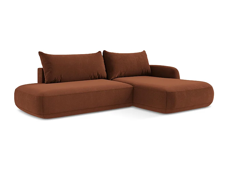 Ecksofa mit Schlaffunktion - Ecke Rechts - Strukturstoff - Terrakotta - HALE