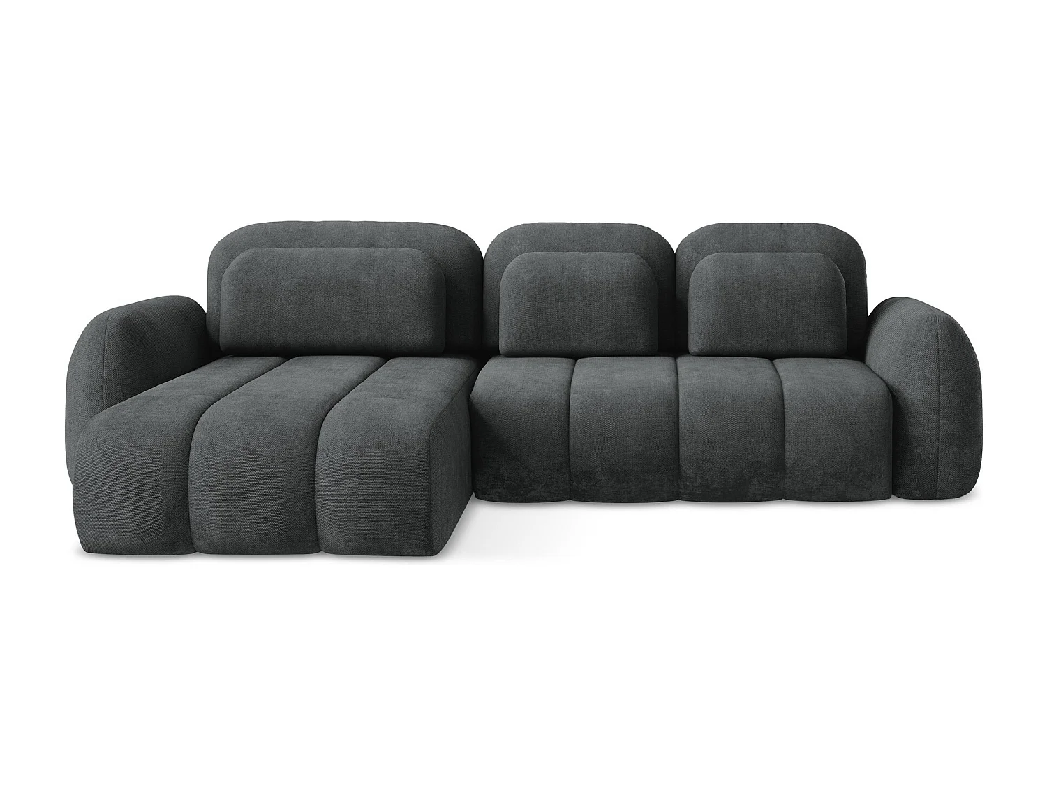 Canapé d’angle 3 places gauche convertible en tissu chenille - gris foncé - PELE