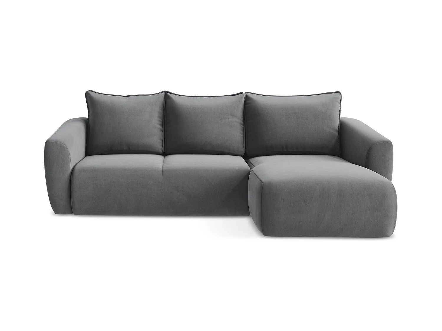 Canapé d'angle droit convertible en velours - acier - GUAVA