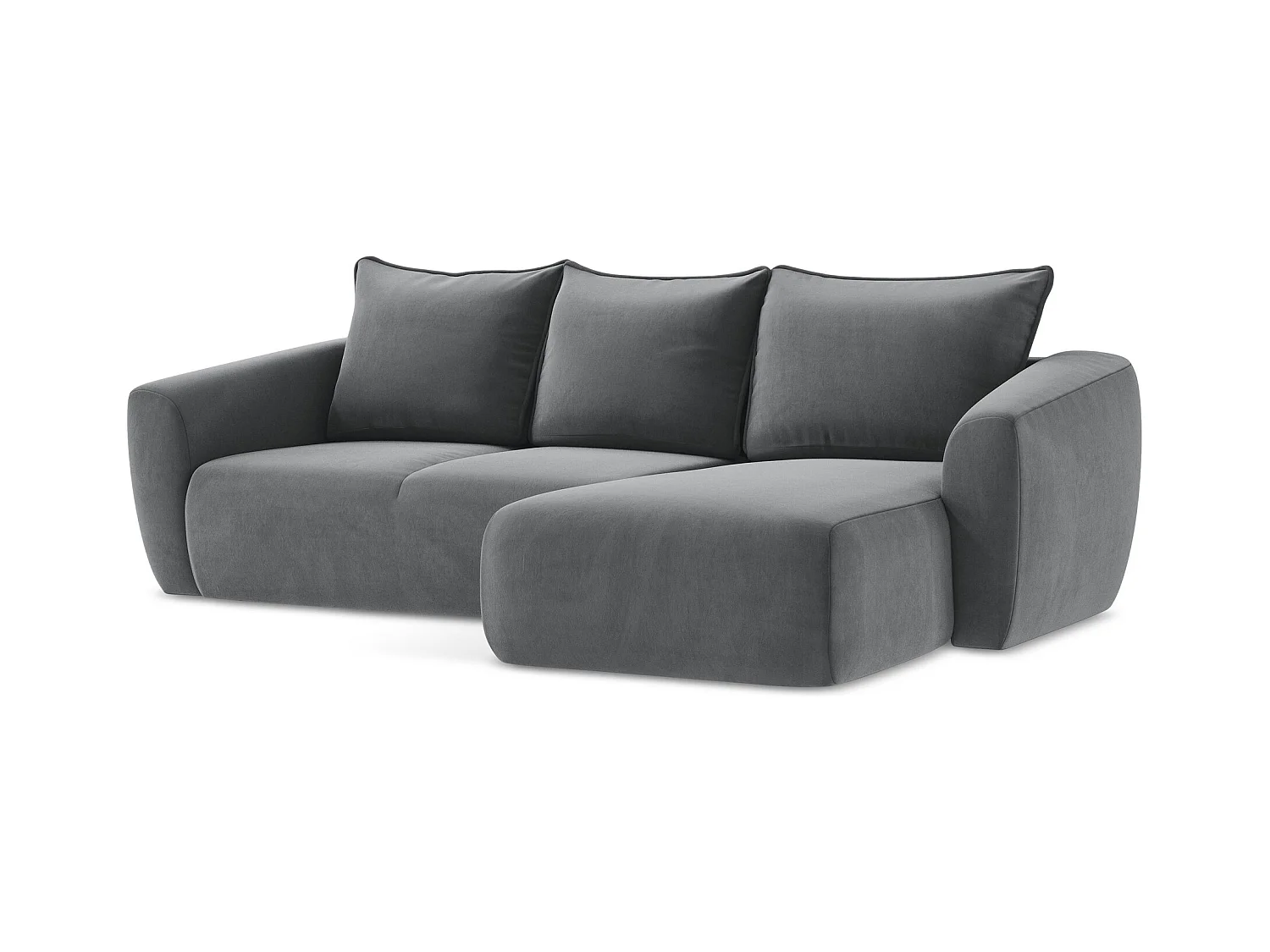 Canapé d'angle droit convertible en velours - acier - GUAVA