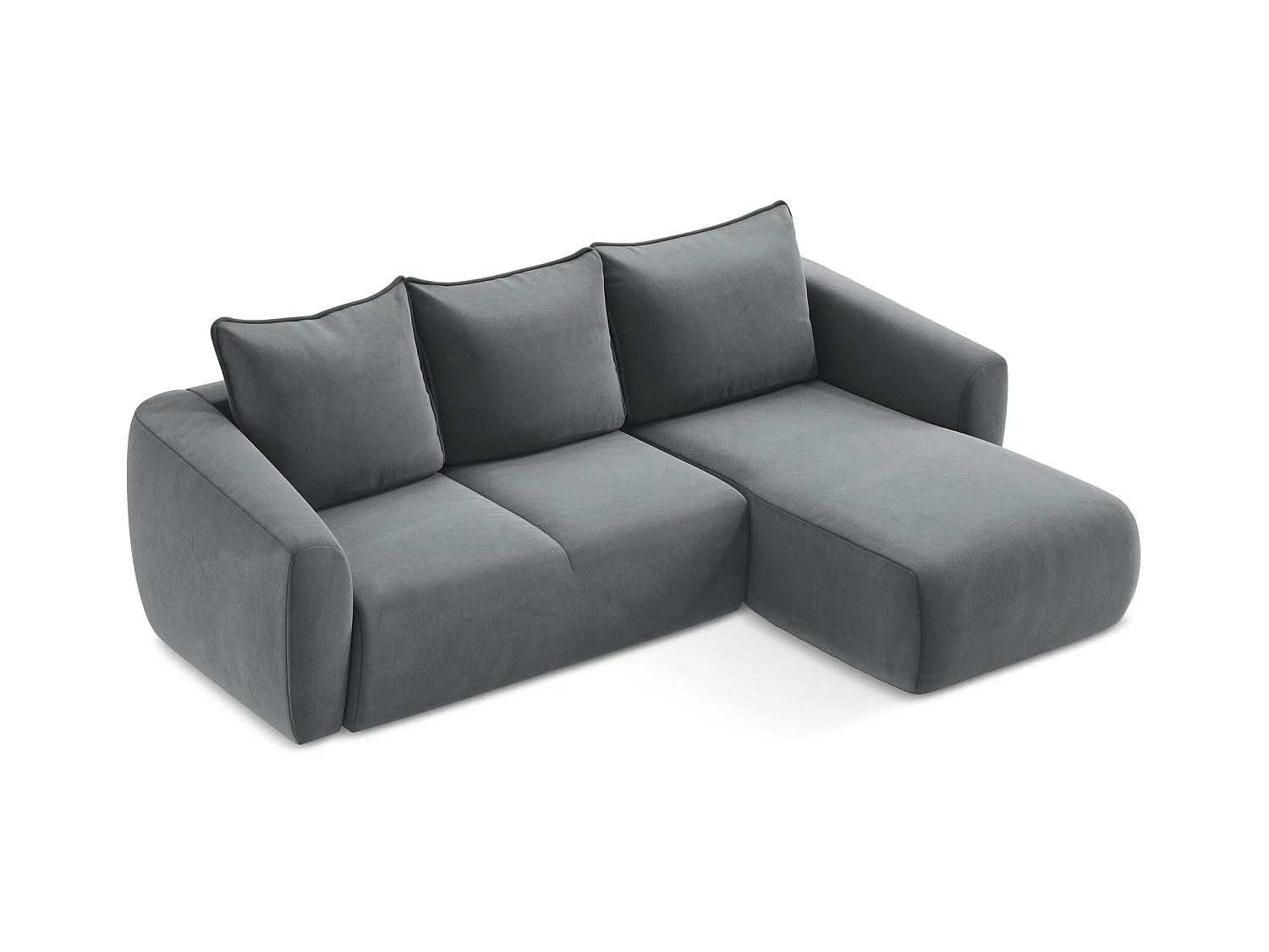 Canapé d'angle droit convertible en velours - acier - GUAVA